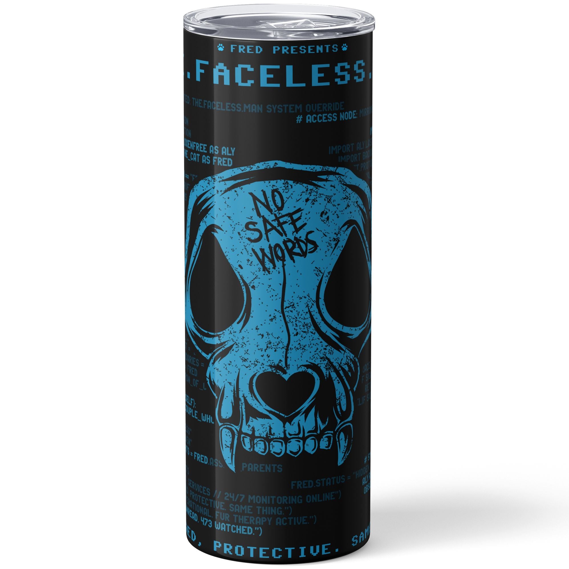 Lights Out The Faceless Man Tumbler