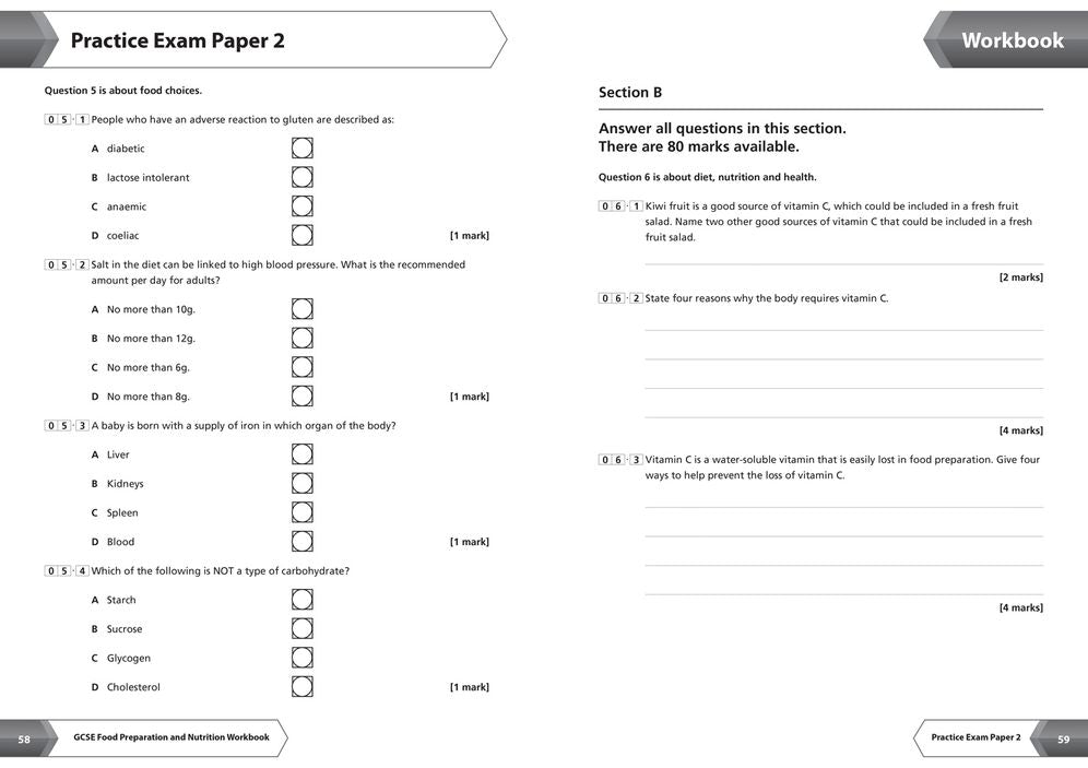 AQA GCSE 9-1 Food Preparation & Nutrition Workbook: Ideal for home learning, 2023 and 2024 exams
