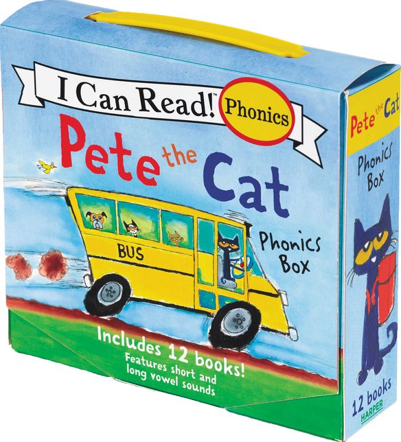Pete the Cat 12-Book Phonics Fun!: A Box of 12 Mini-Books Featuring Short and Long Vowel Sounds