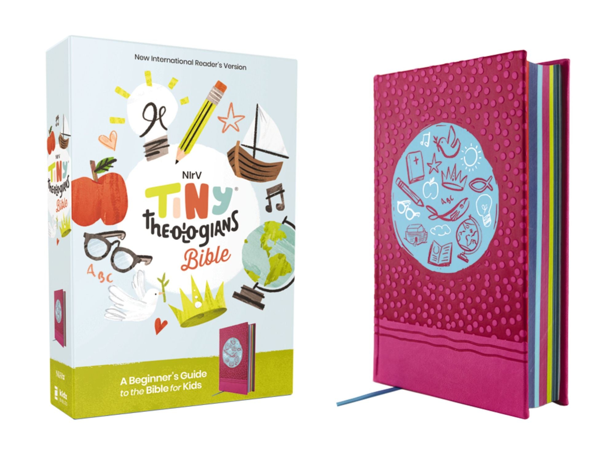NIrV, Tiny Theologians Bible, Leathersoft over Board, Pink, Comfort Print: A Beginner's Guide to the Bible - for Kids