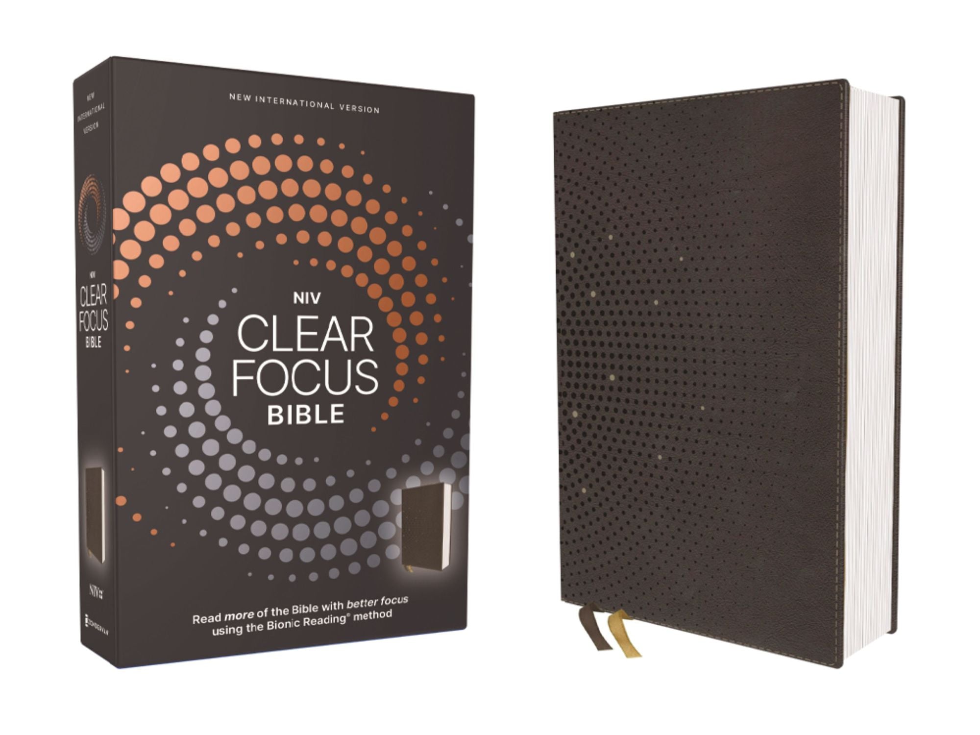 NIV, Clear Focus Bible, Leathersoft, Charcoal Brown: Read more of the Bible with better focus using the Bionic Reading Method