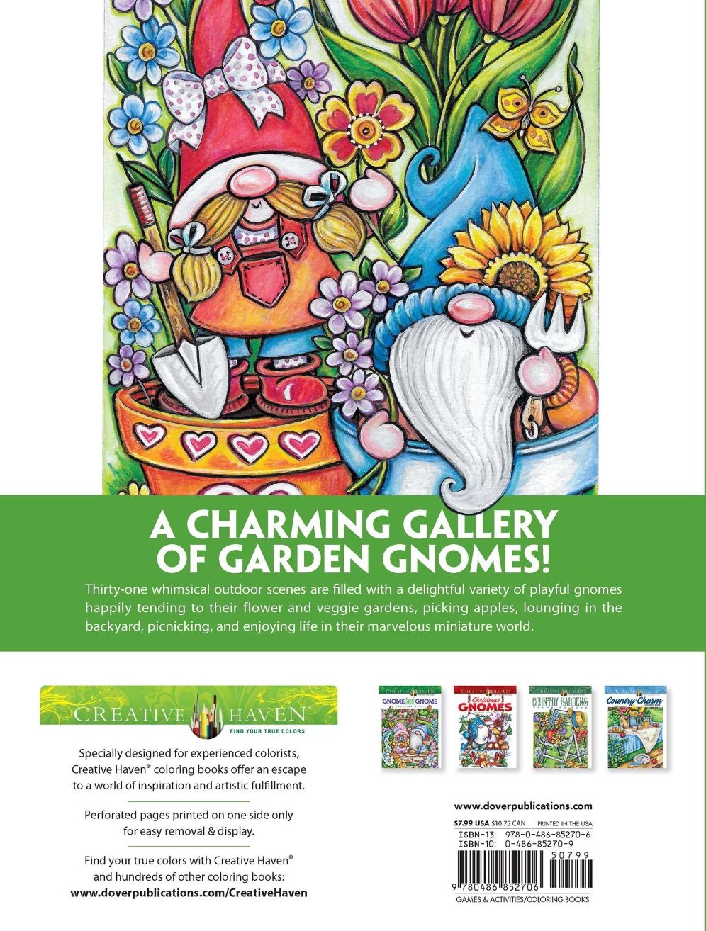 Creative Haven Garden Gnomes Coloring Book