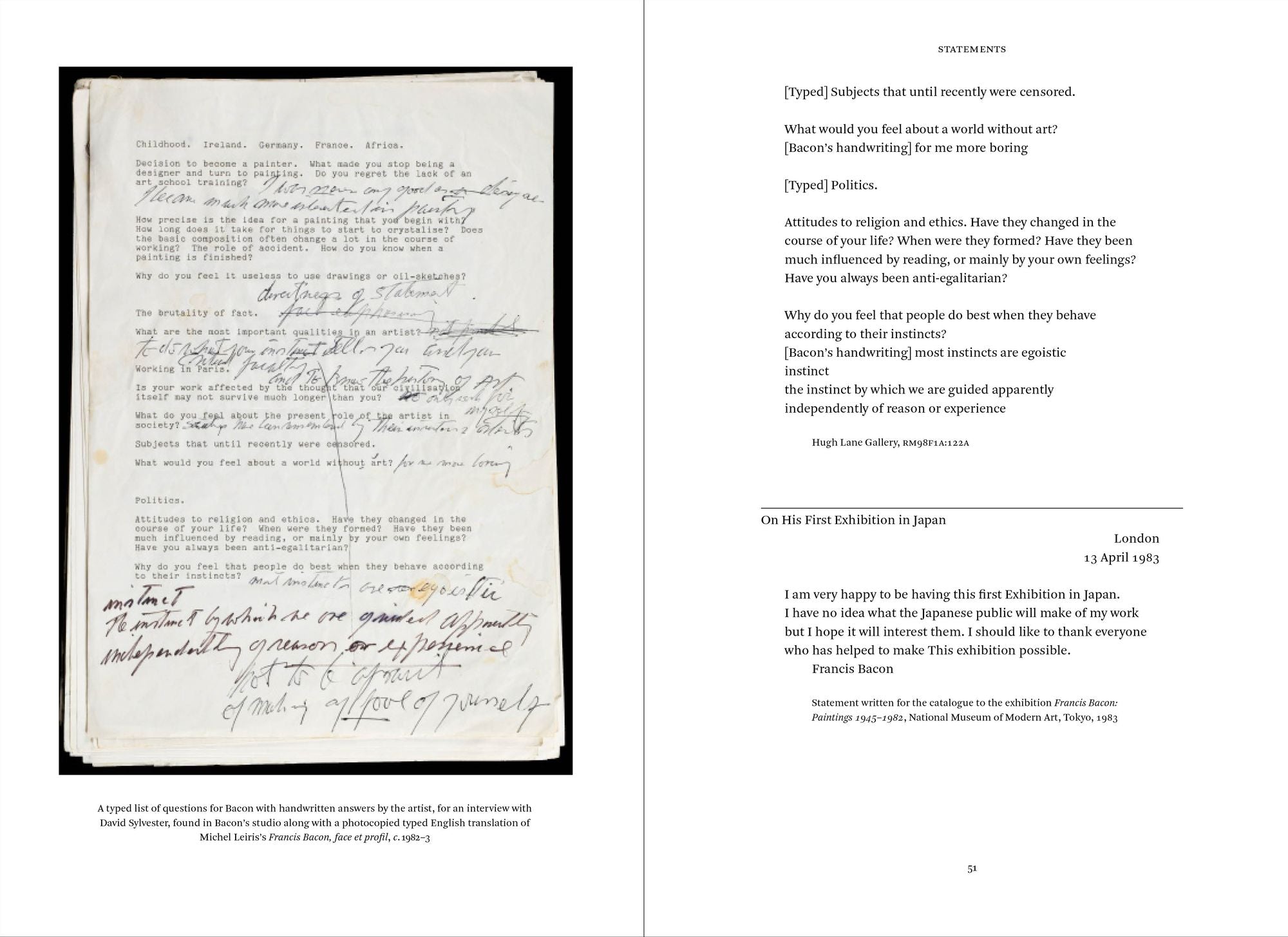 Francis Bacon: A Self-Portrait in Words