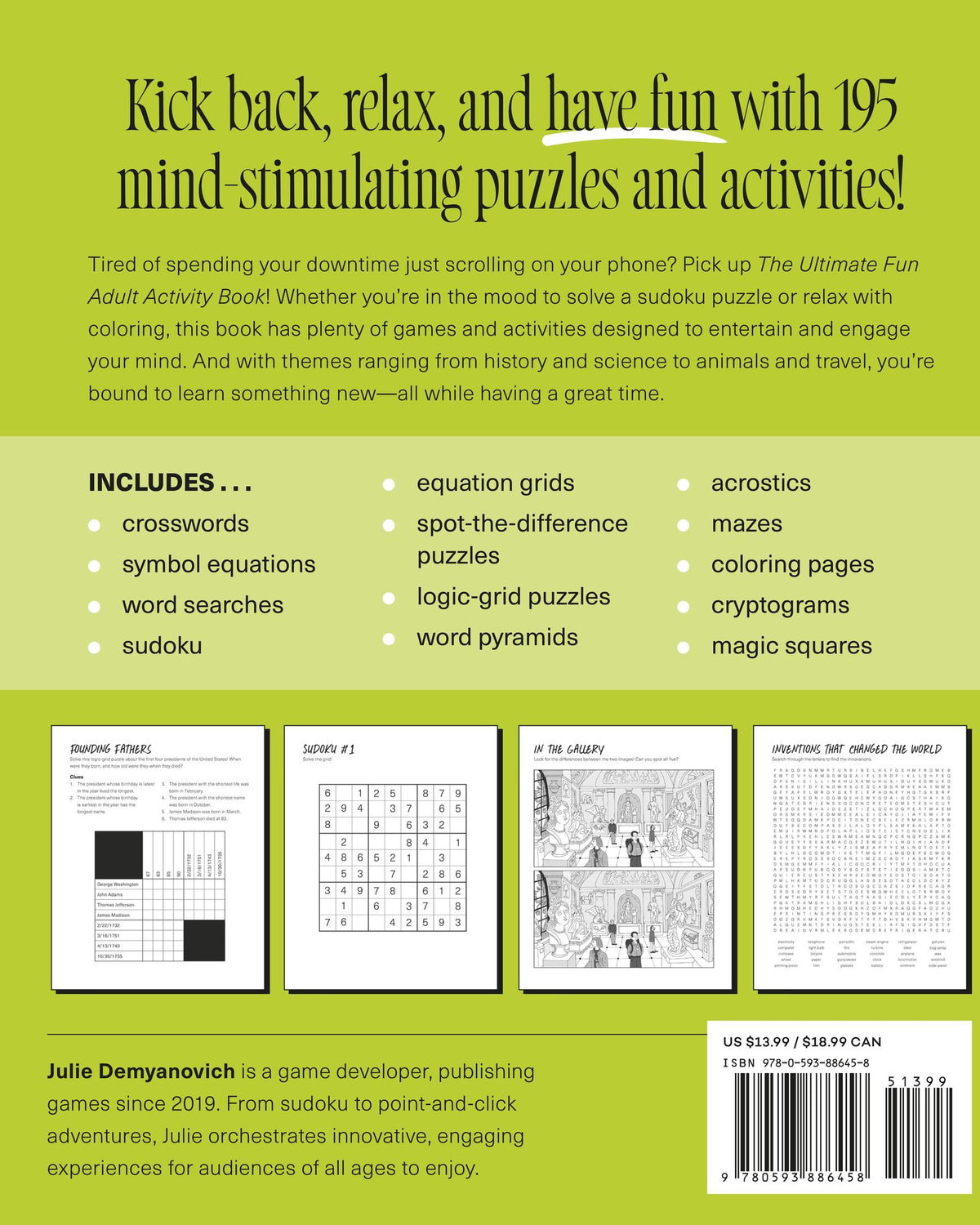 The Ultimate Fun Adult Activity Book: Logic Puzzles, Sudoku, Mazes, Word Searches, Crosswords, Acrostics, Coloring, and More!