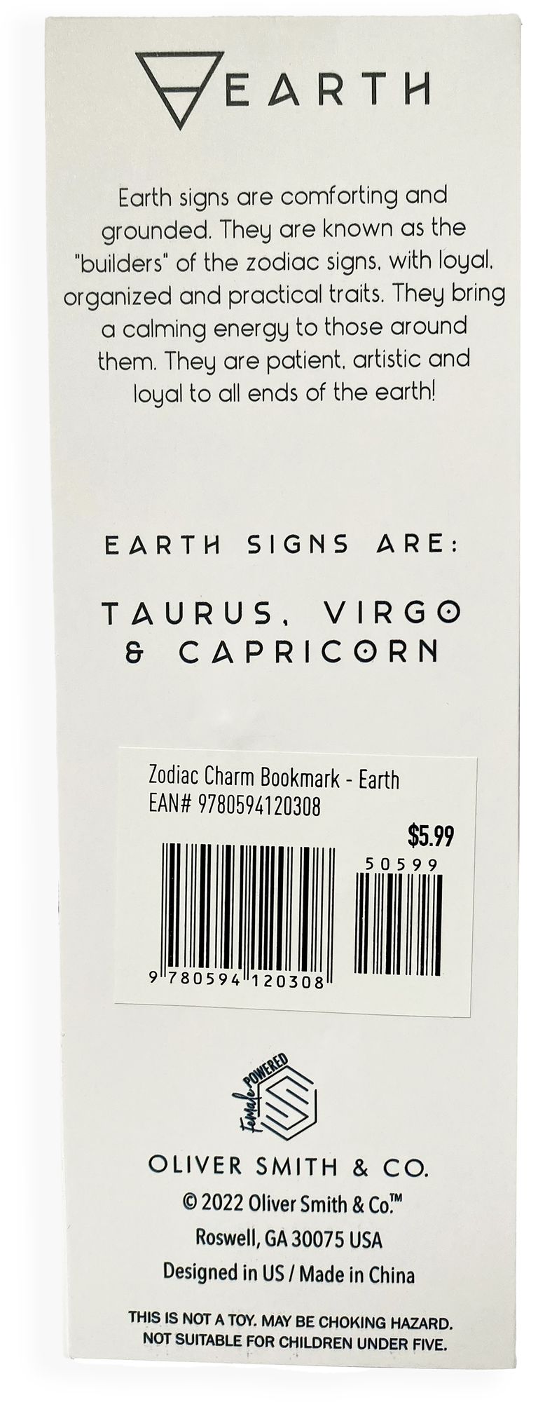 Zodiac Elements Charm Bookmark - Earth
