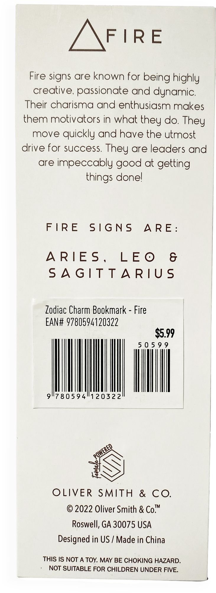 Zodiac Elements Charm Bookmark - Fire