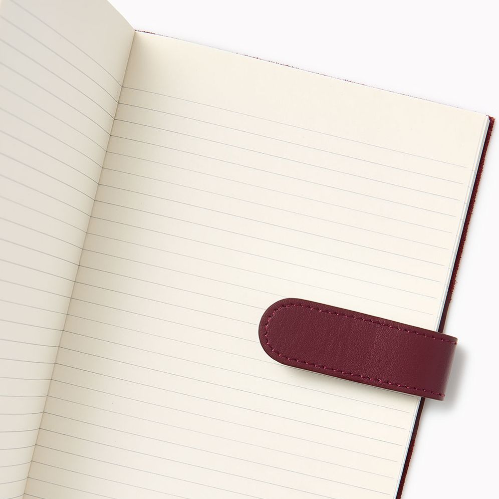 Burgundy Belted Suede Leather Journal