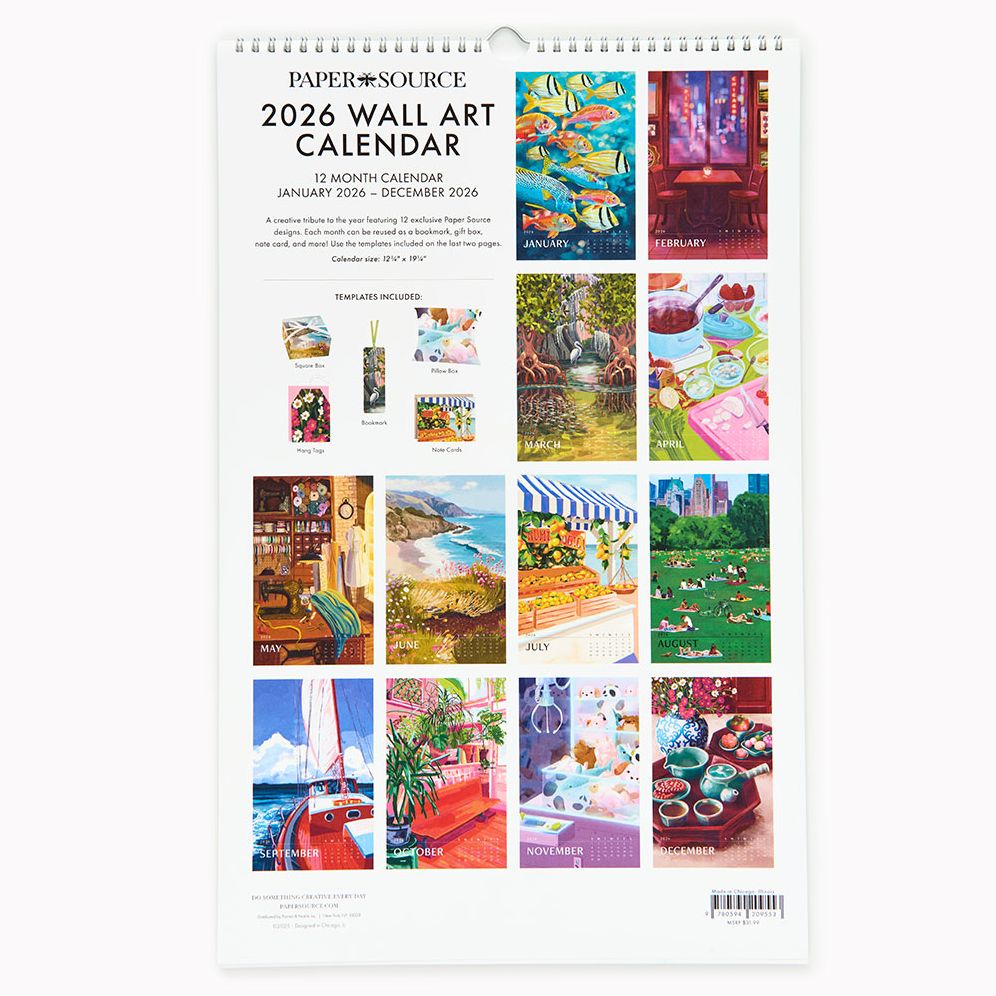 2026 Paper Source Wall Art Calendar