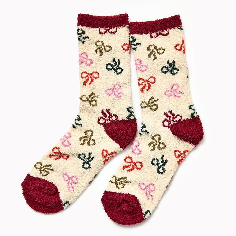 Fuzzy Bow Socks