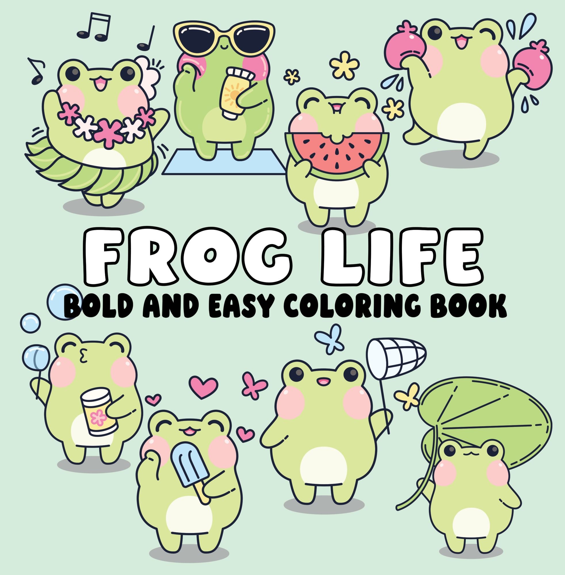 FROG LIFE BOLD AND EASY COLORING BOOK