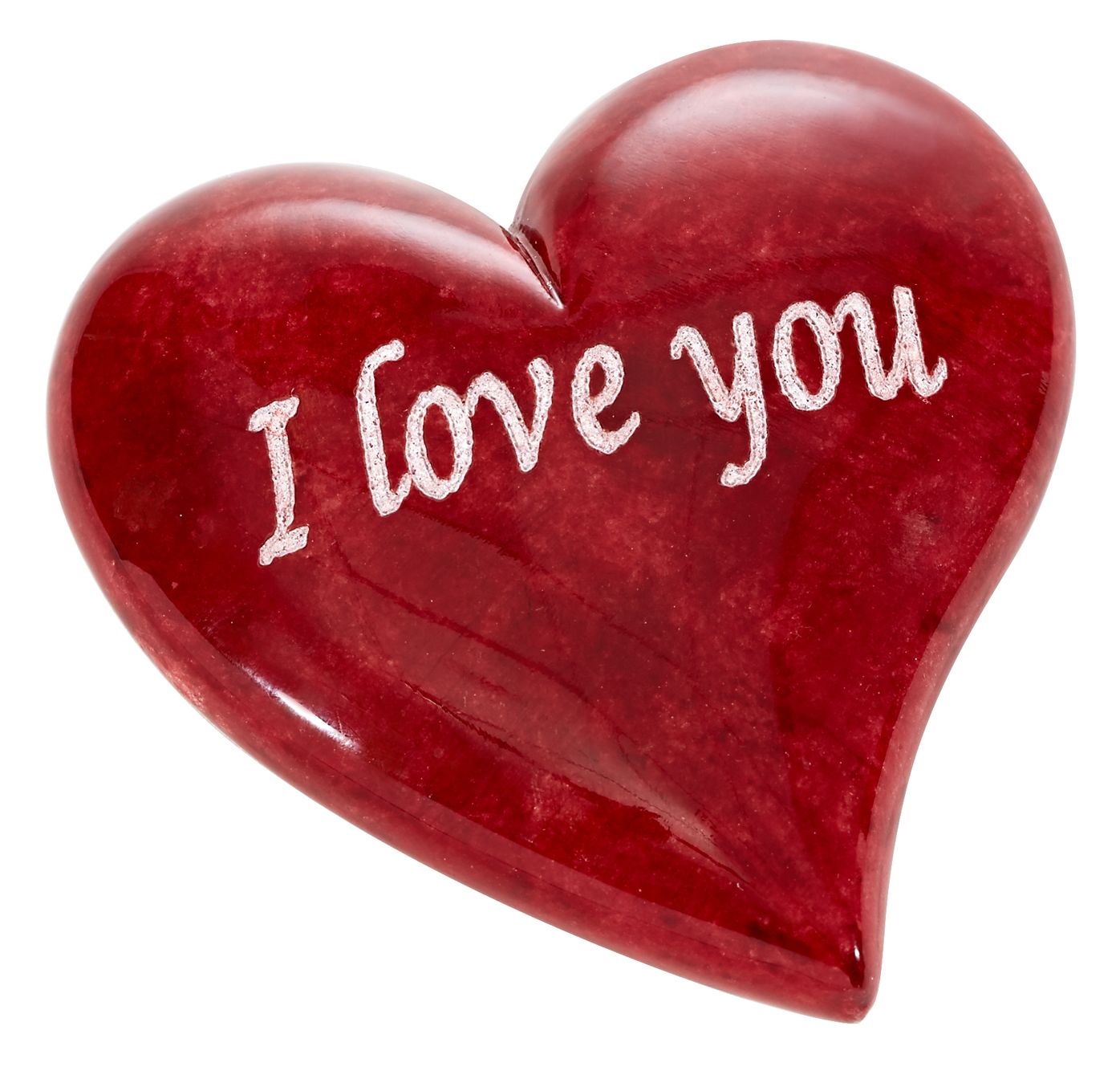 Absolute Red "I love you" Italian Alabaster Paperweight - 2.75"
