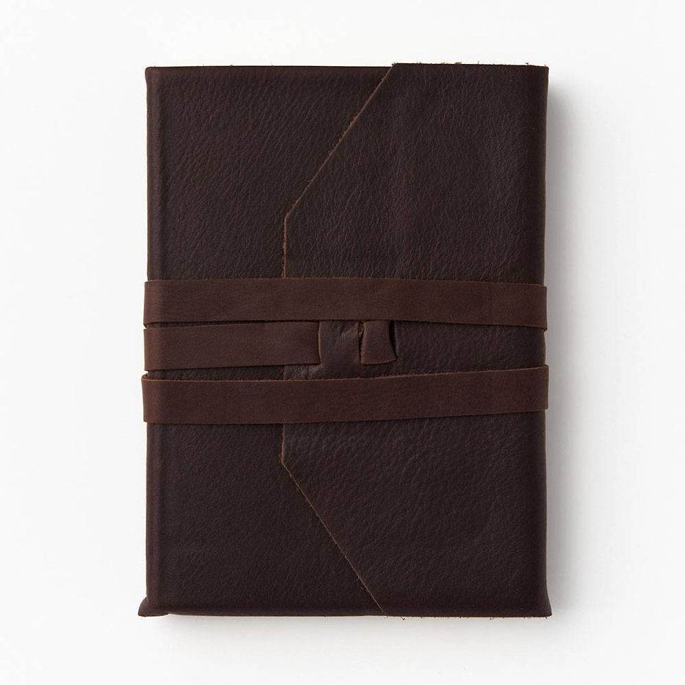 Wrap Soft Brown Italian Leather Journal with Lace Up Tie- Lined- 9''x7''