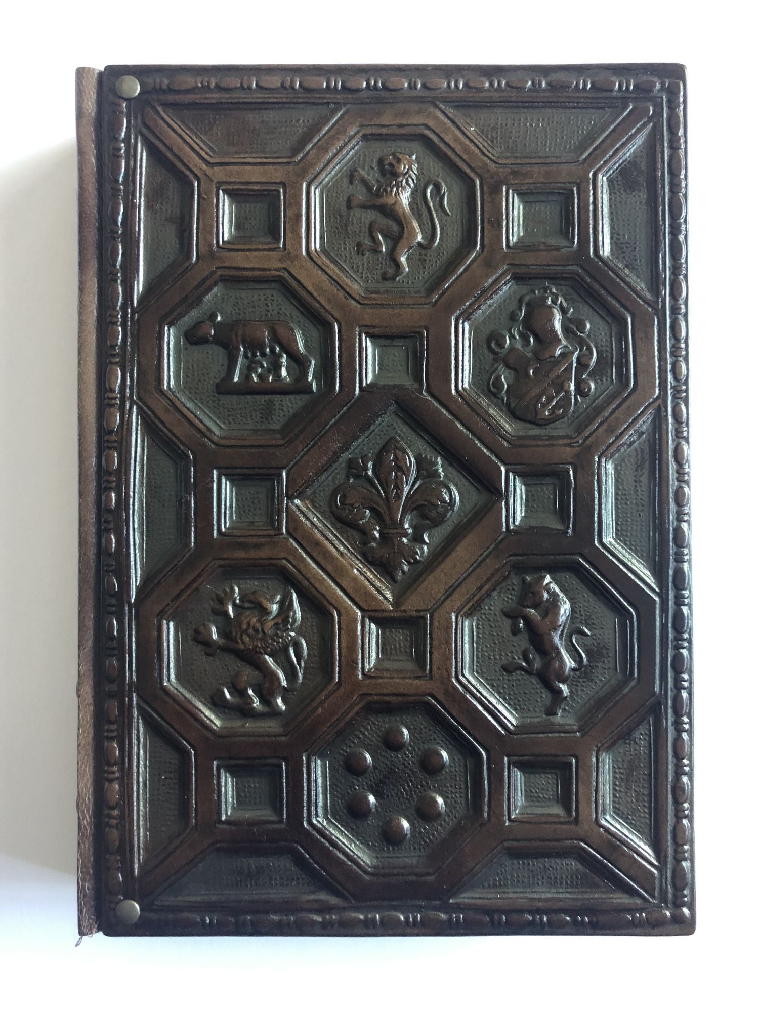 Coats of Arms Brown Patina Italian Leather Journal (7''x10'')
