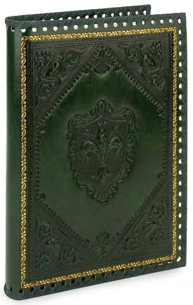 Embossed Fleur De Lis Green Italian Leather Journal (9"x7")