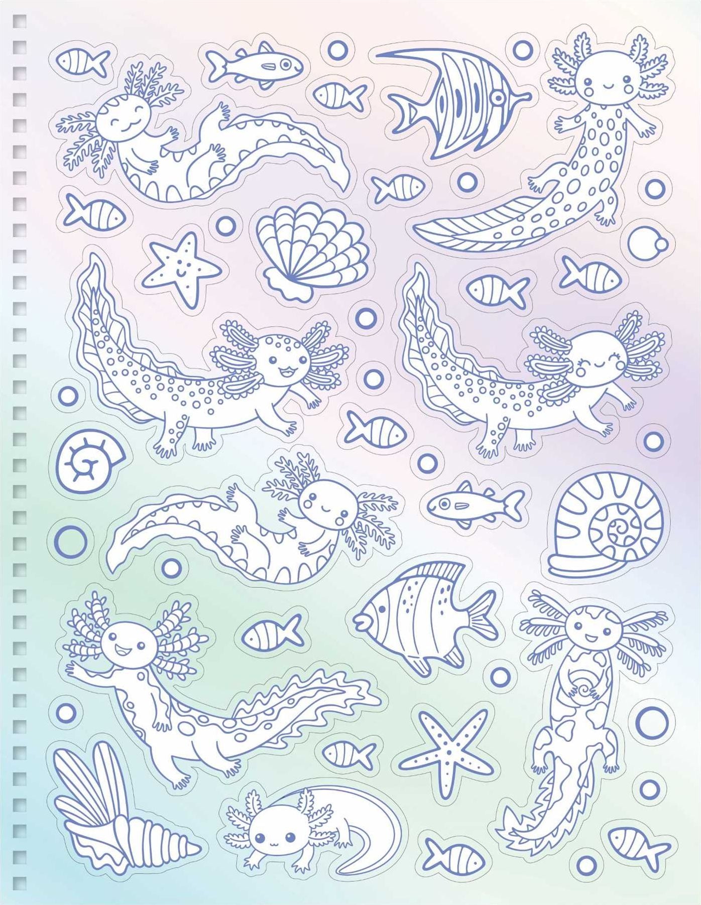 Velvet Art: Axolotls: Activity Book with Velvet Coloring Pages and Holographic Stickers