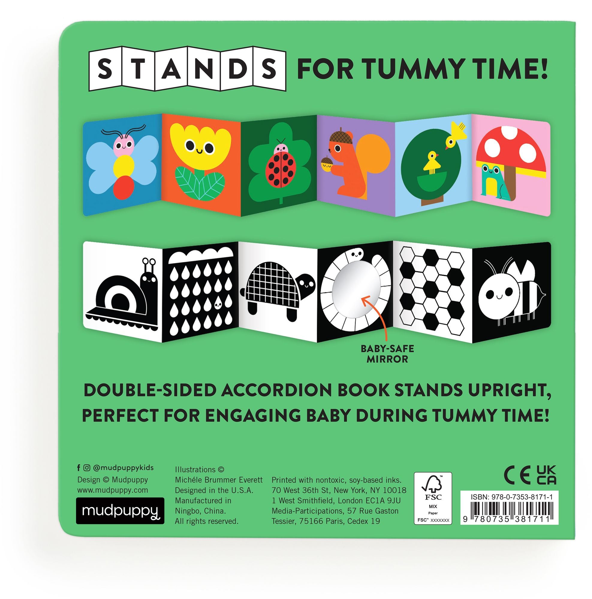My Tummy Book Nature: High-Contrast Fold-Out Book That Stands for Tummy Time, Baby-Safe Mirror Inside!