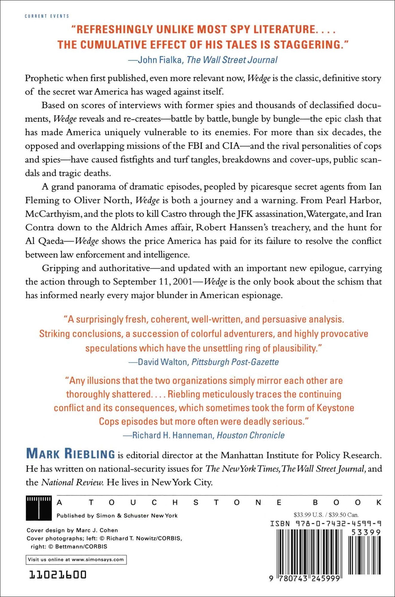 Wedge: From Pearl Harbor to 9/11: How the Secret War between the FBI and CIA Has Endangered National Security