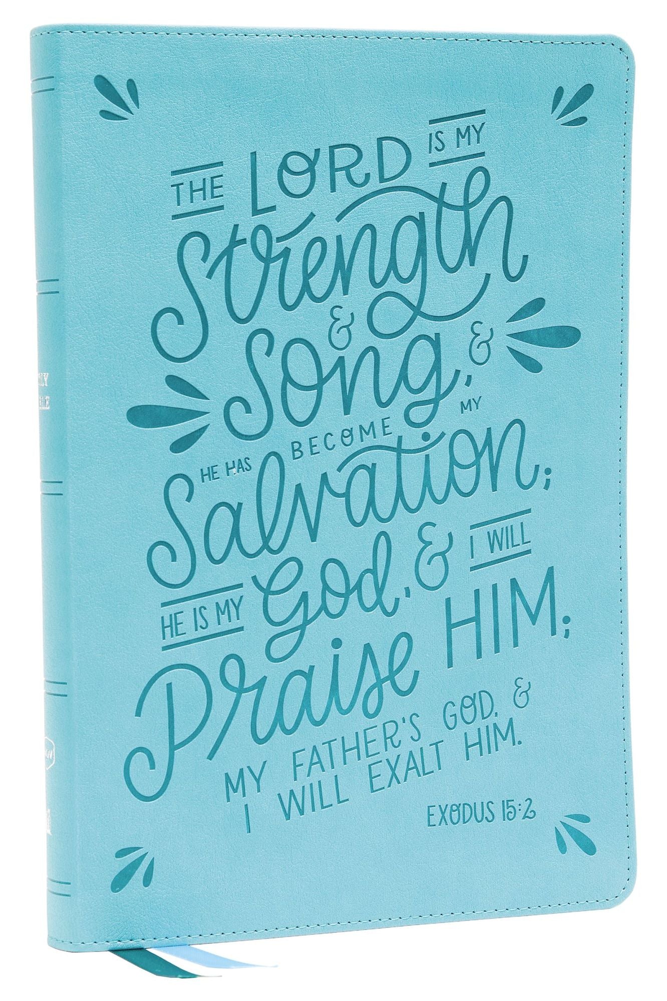 NKJV, Thinline Bible, Verse Art Cover Collection, Leathersoft, Teal, Red Letter, Thumb Indexed, Comfort Print: Holy Bible, New King James Version