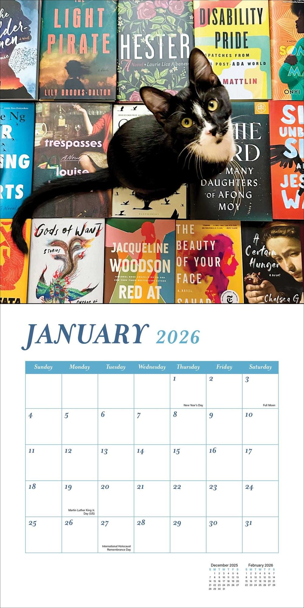 2026 Cats and Books Wall Calendar