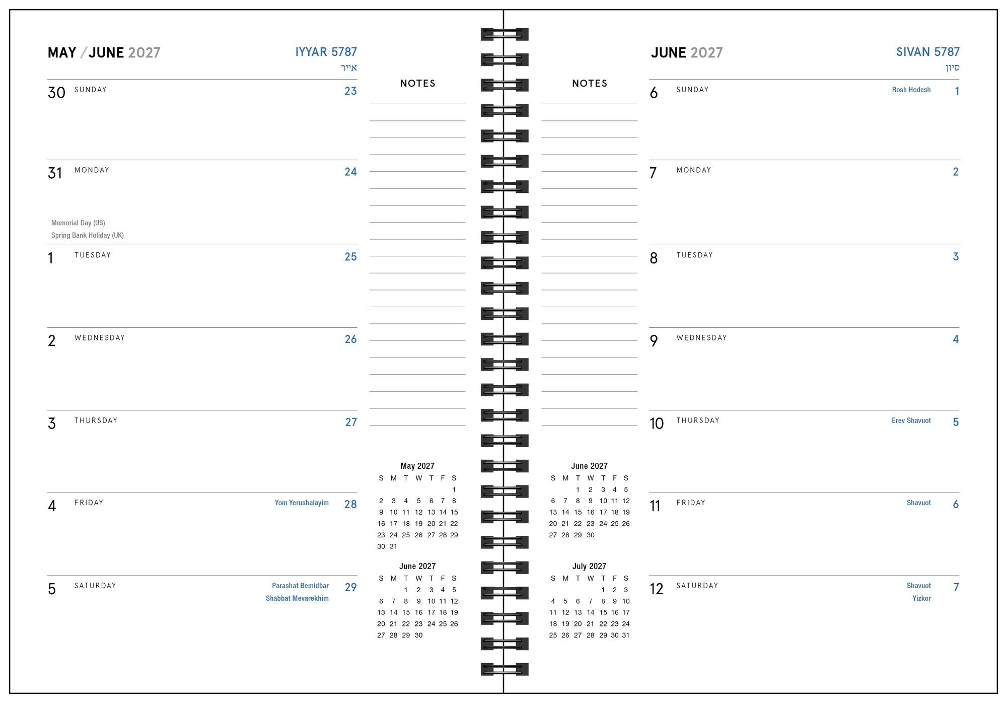 2026-2027 The Jewish Calendar 16-Month Planner Calendar