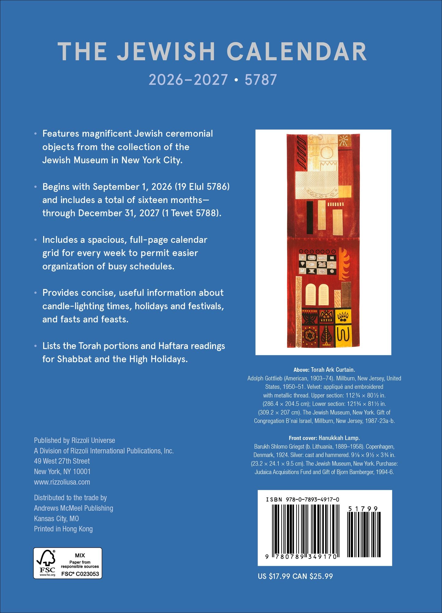 2026-2027 The Jewish Calendar 16-Month Planner Calendar