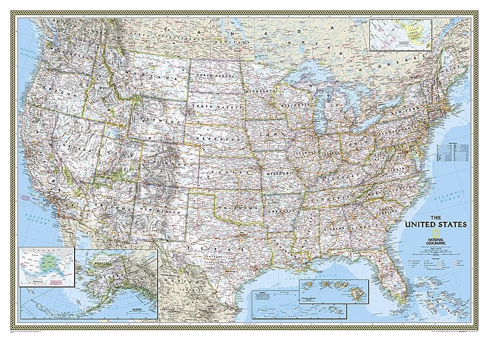 National Geographic: United States Classic Wall Map (43.5 x 30.5 inches)