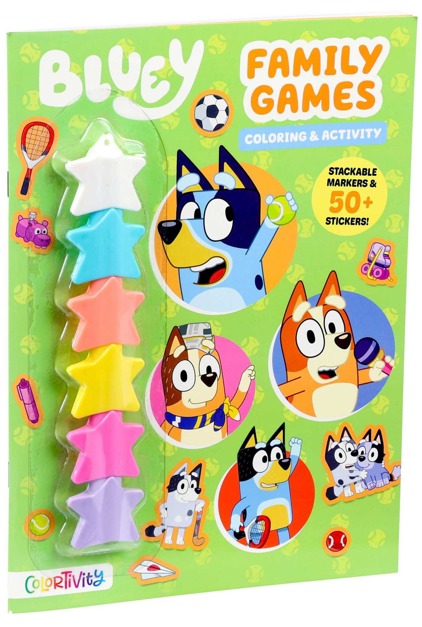 Bluey: Family Games: Coloring & Activity with Stackable Markers