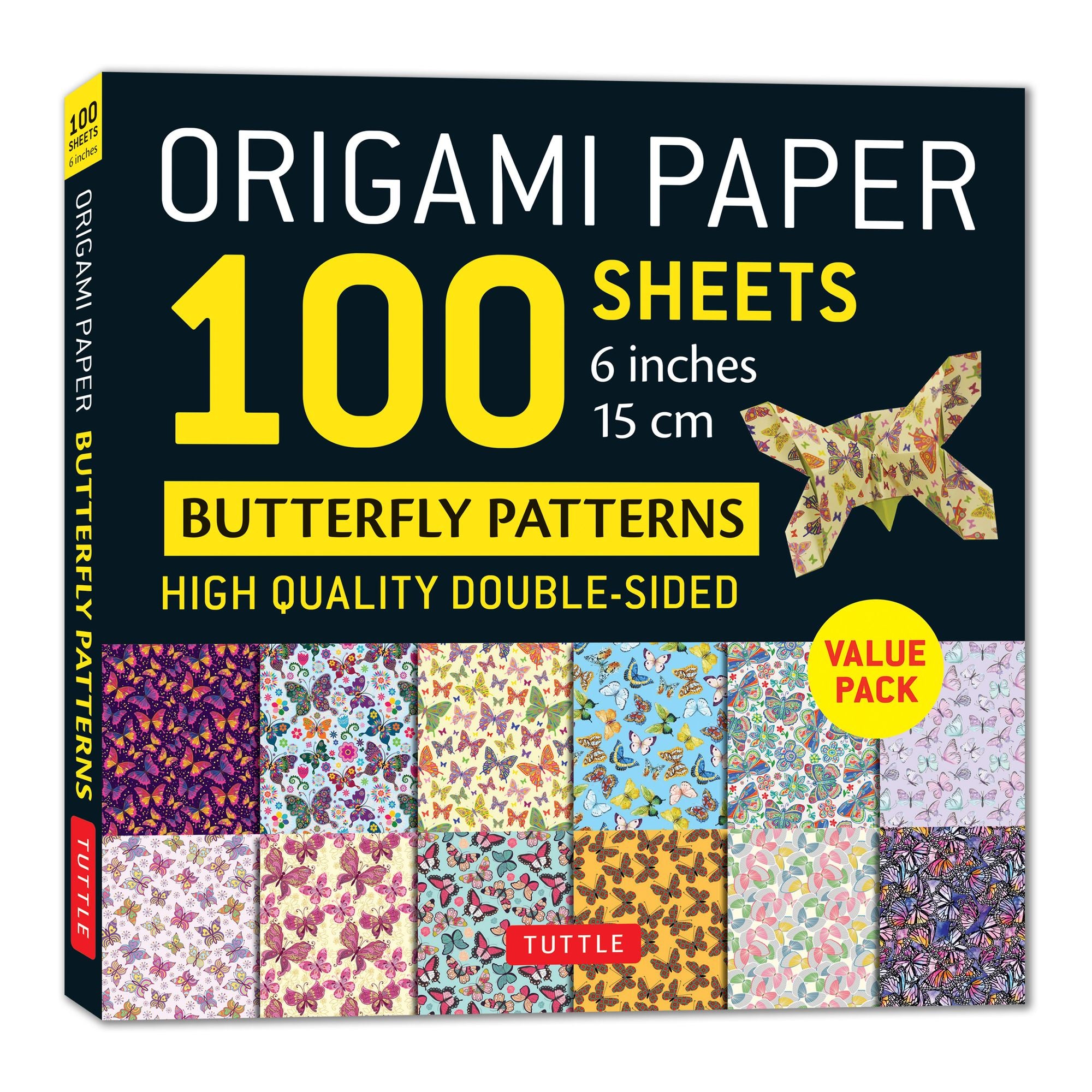 Origami Paper 100 Sheets Butterfly Patterns 6" (15 cm): Double-Sided Origami Sheets Printed with 12 Different Patterns (Instructions for Projects Included)