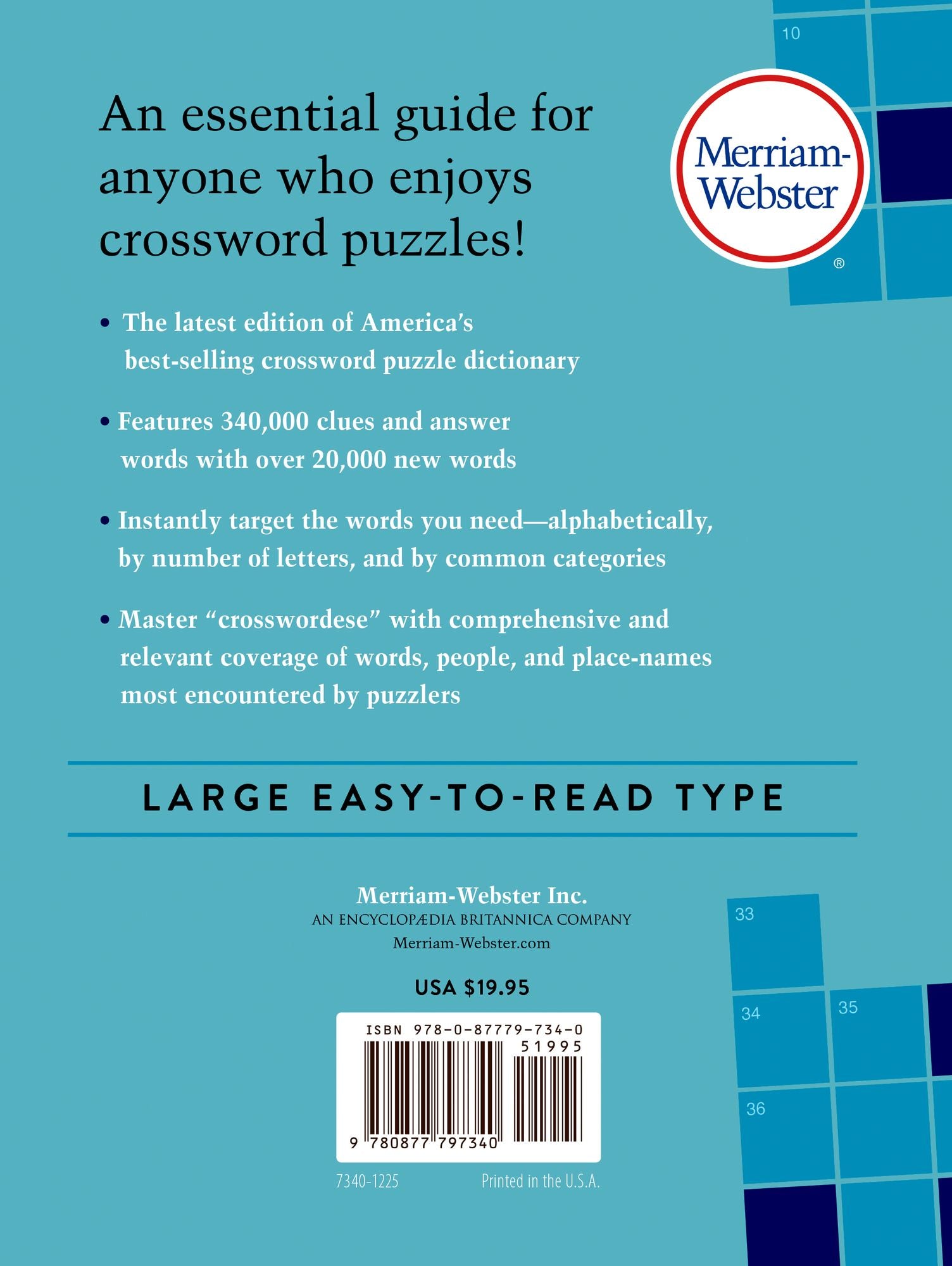 Merriam-Webster's Crossword Puzzle Dictionary: Fourth Edition, Enlarged Print Edition