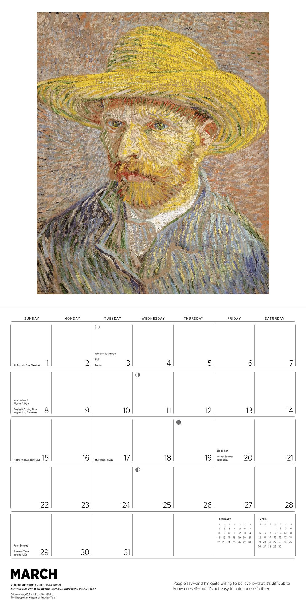 2026 Vincent Van Gogh Wall Calendar