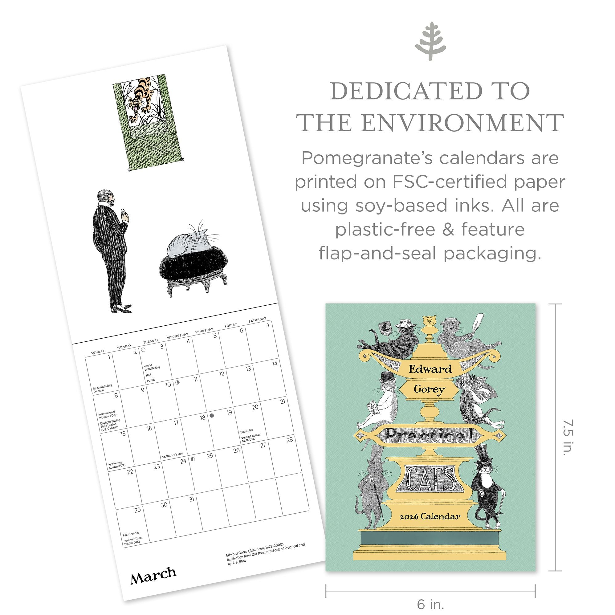 2026 Edward Gorey: Practical Cats Mini Wall Calendar