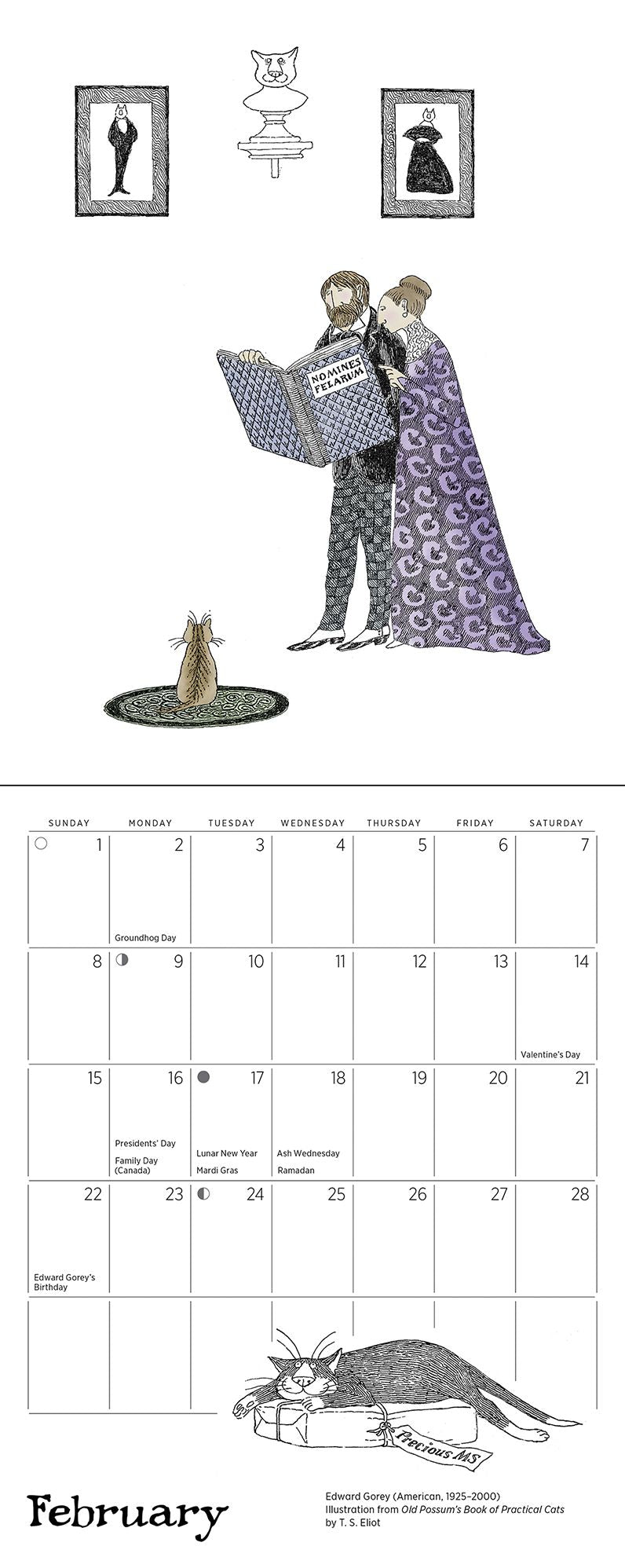 2026 Edward Gorey: Practical Cats Mini Wall Calendar