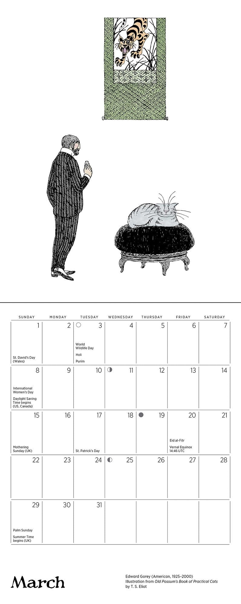 2026 Edward Gorey: Practical Cats Mini Wall Calendar