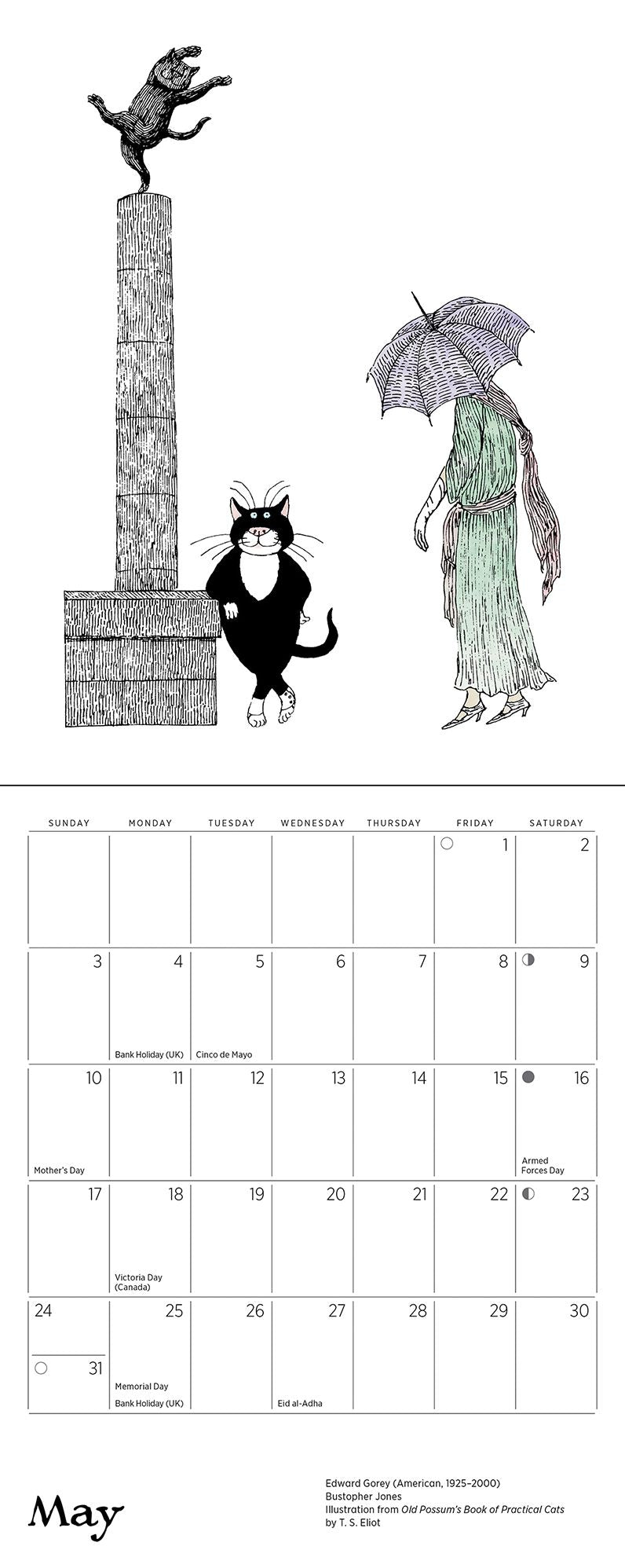 2026 Edward Gorey: Practical Cats Mini Wall Calendar