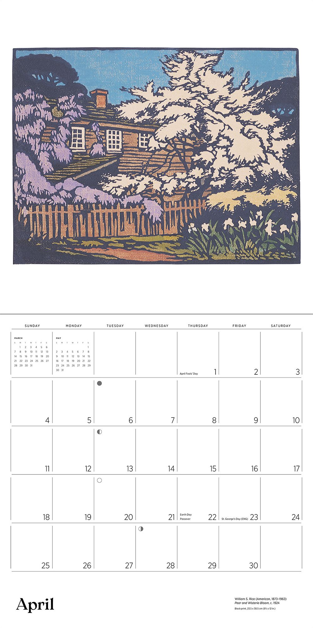2027 Arts & Crafts Block Prints by William S. Rice Wall Calendar