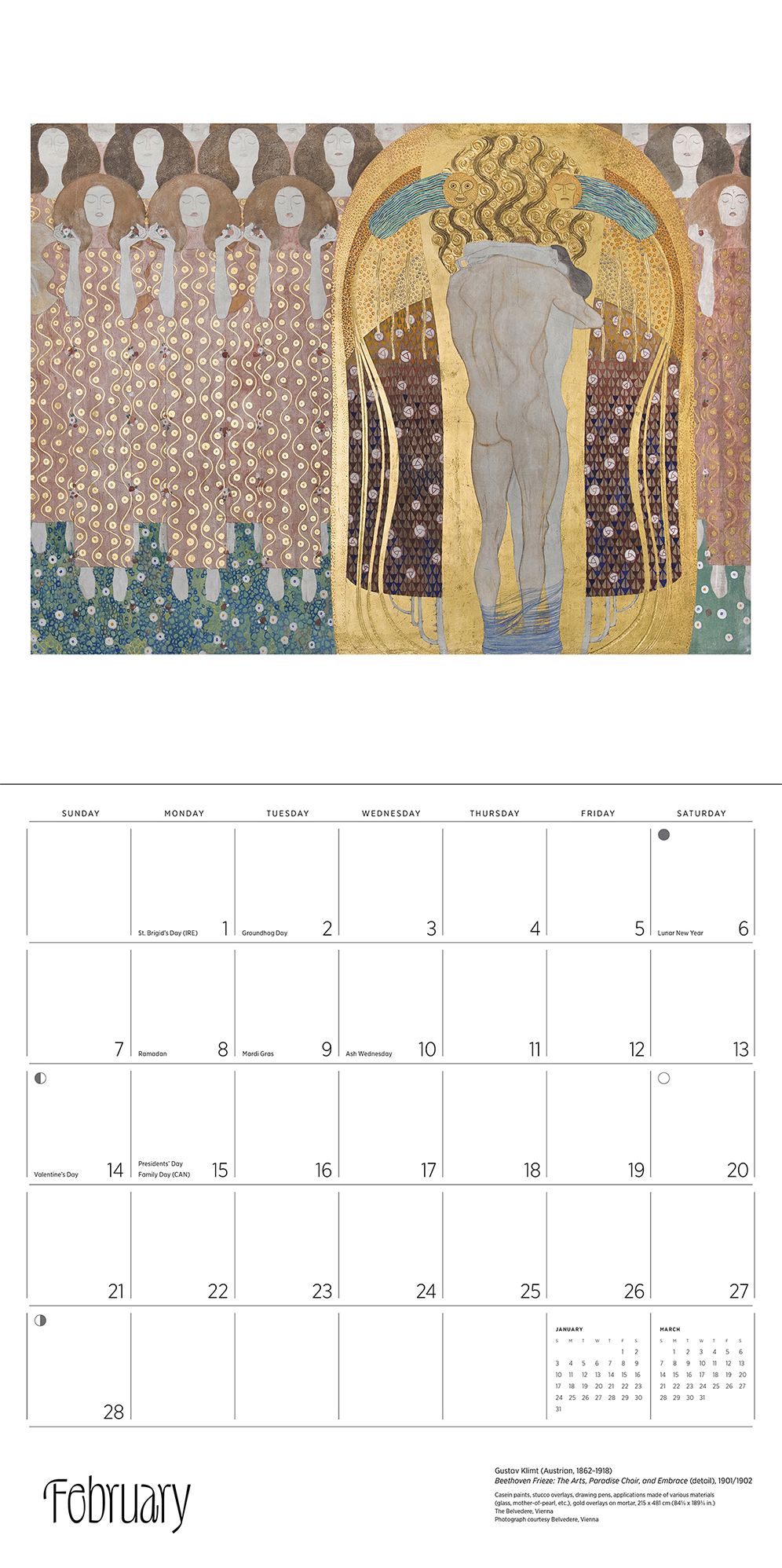2027 Gustav Klimt Wall Calendar