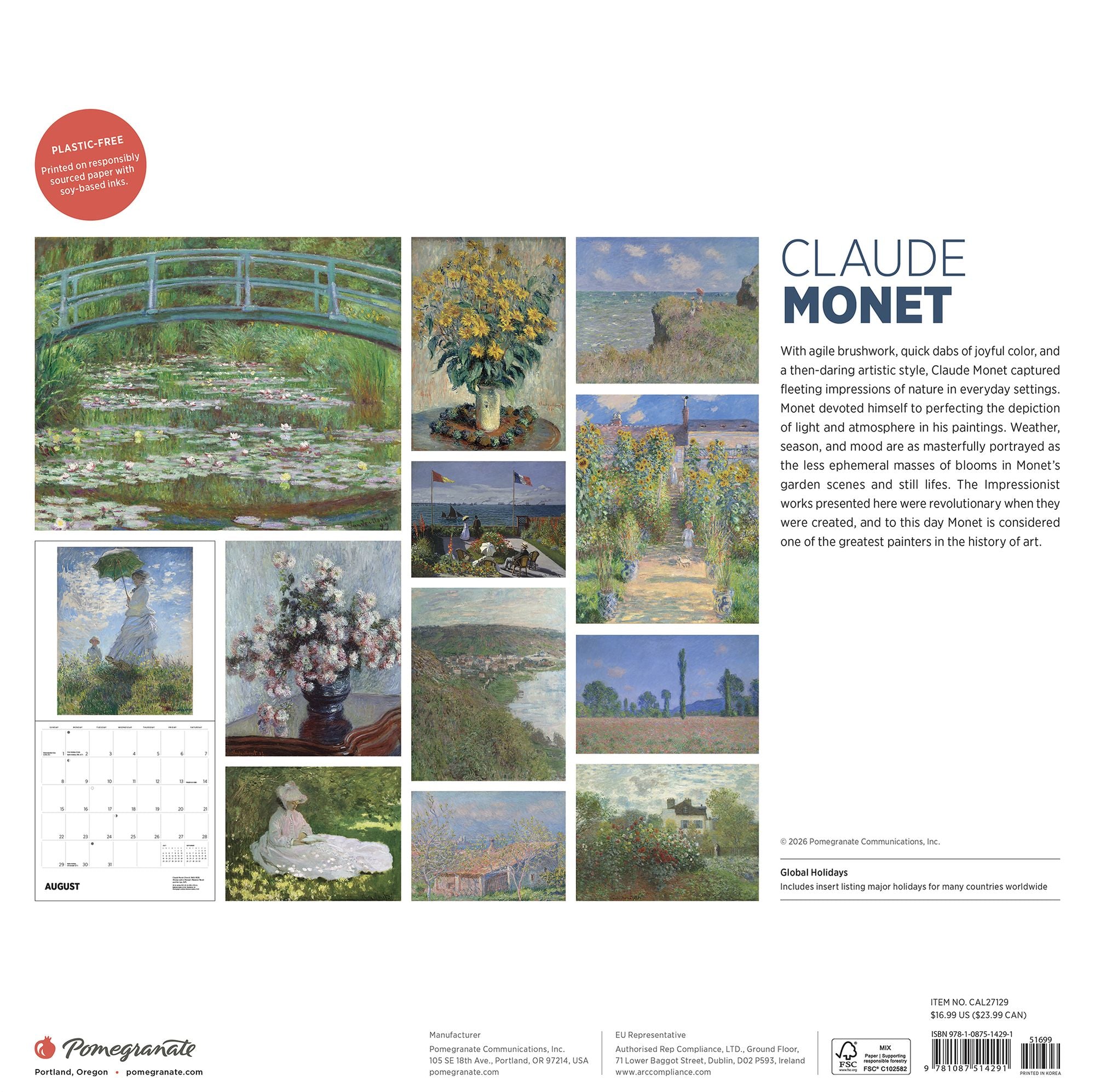 2027 Claude Monet Wall Calendar