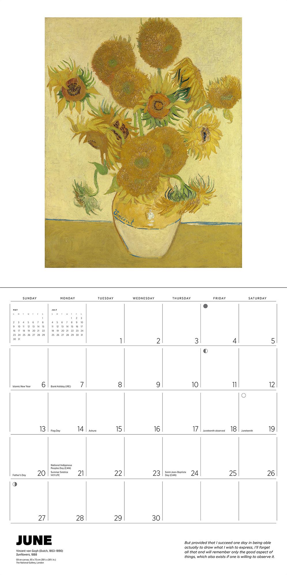 2027 Vincent Van Gogh Wall Calendar