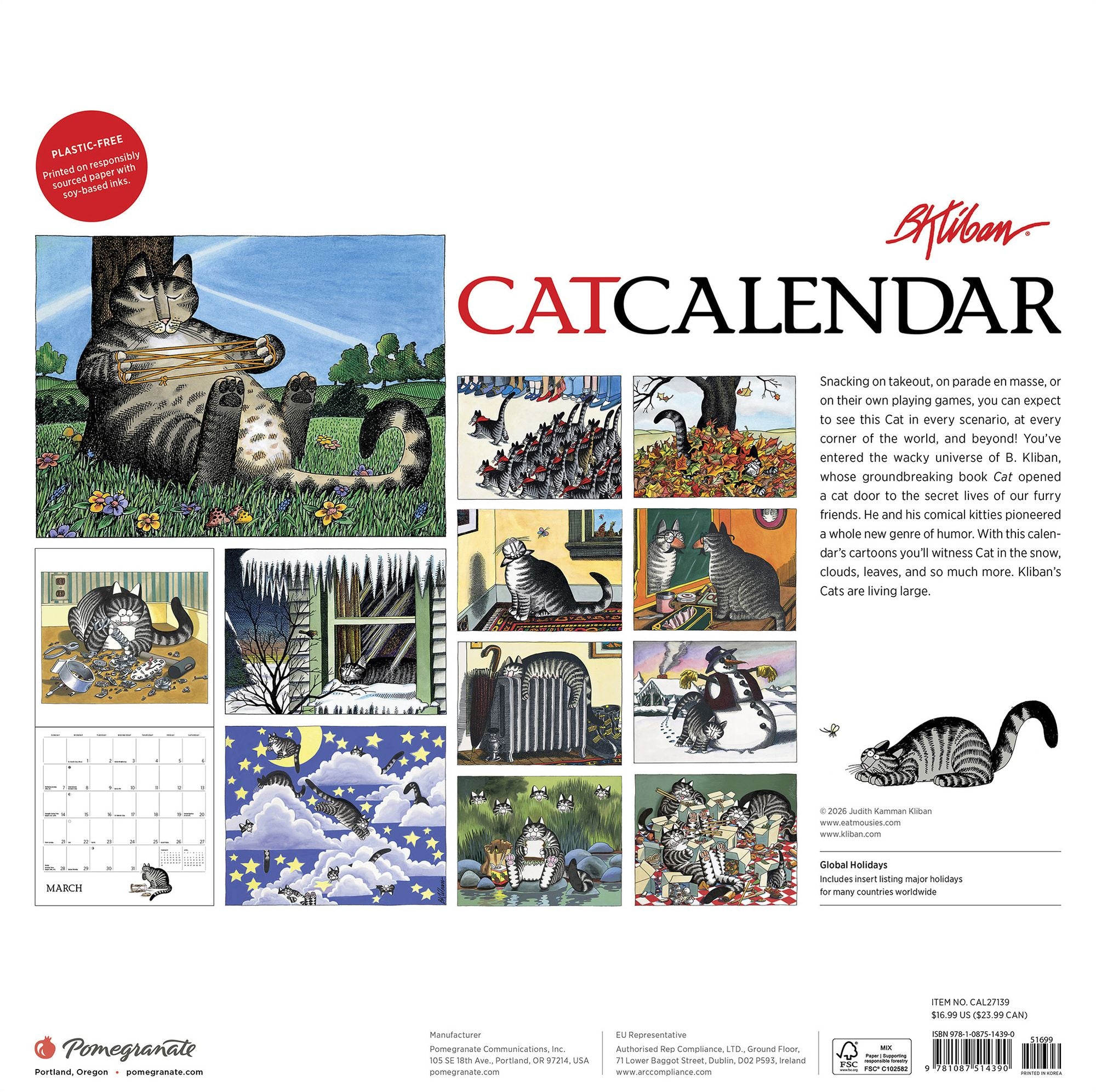 2027 B. Kliban: Cat Calendar Wall Calendar