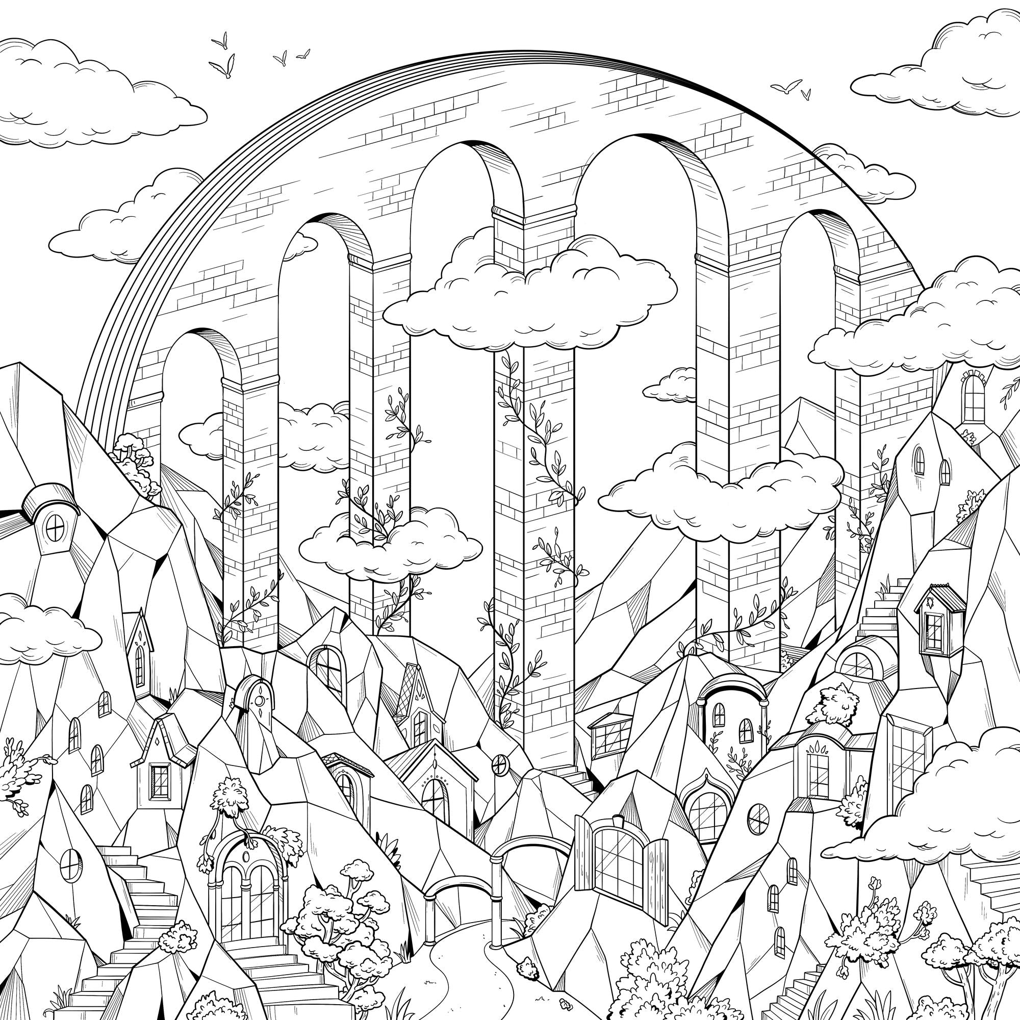 Mythographic Color and Discover: Rainbow Realms: An Artist's Coloring Book of Dazzling Worlds