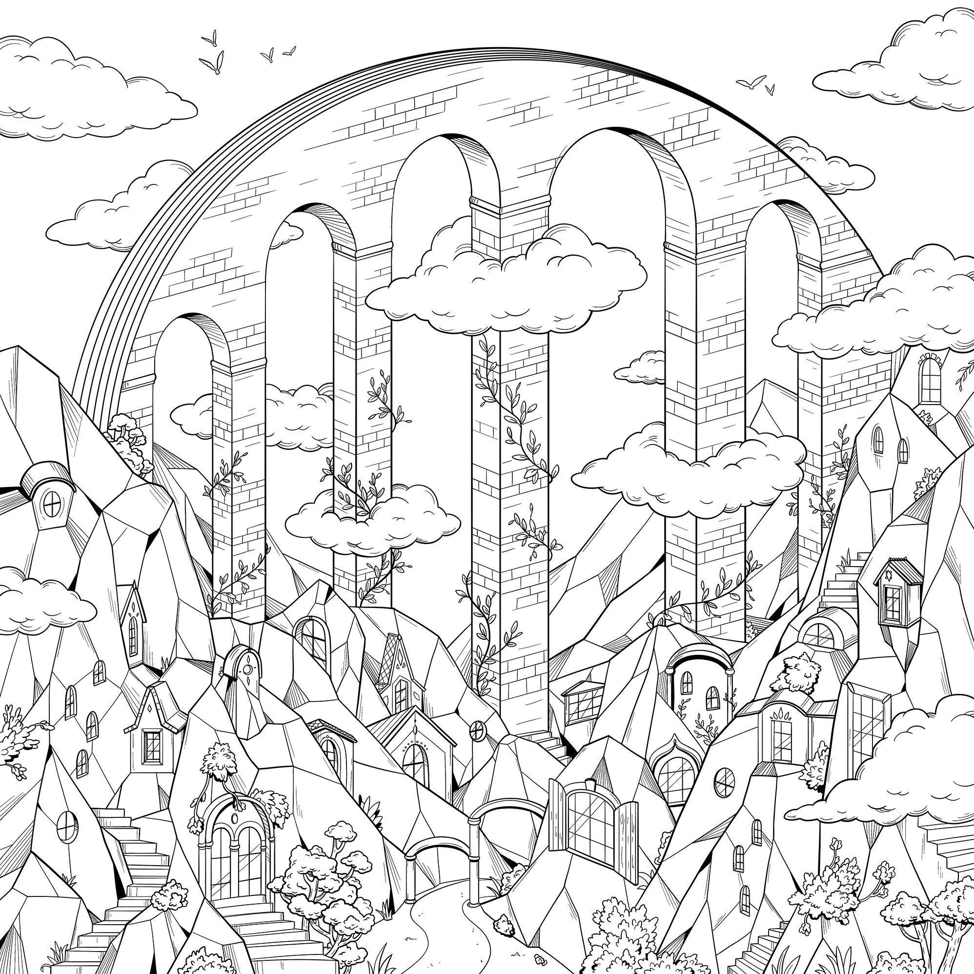 Mythographic Color and Discover: Rainbow Realms: An Artist's Coloring Book of Dazzling Worlds