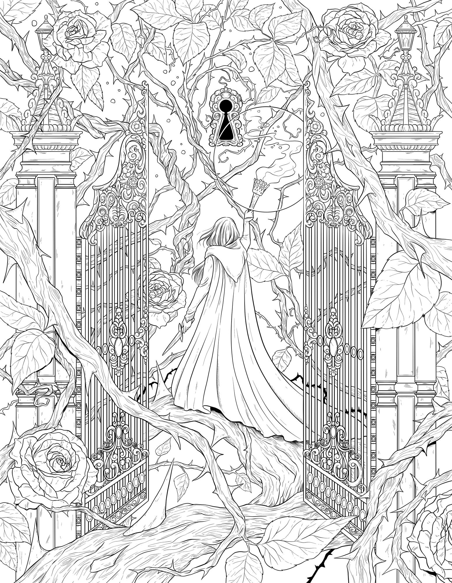 Mythogothica: Rose and Stone: A Romantasy Coloring Book