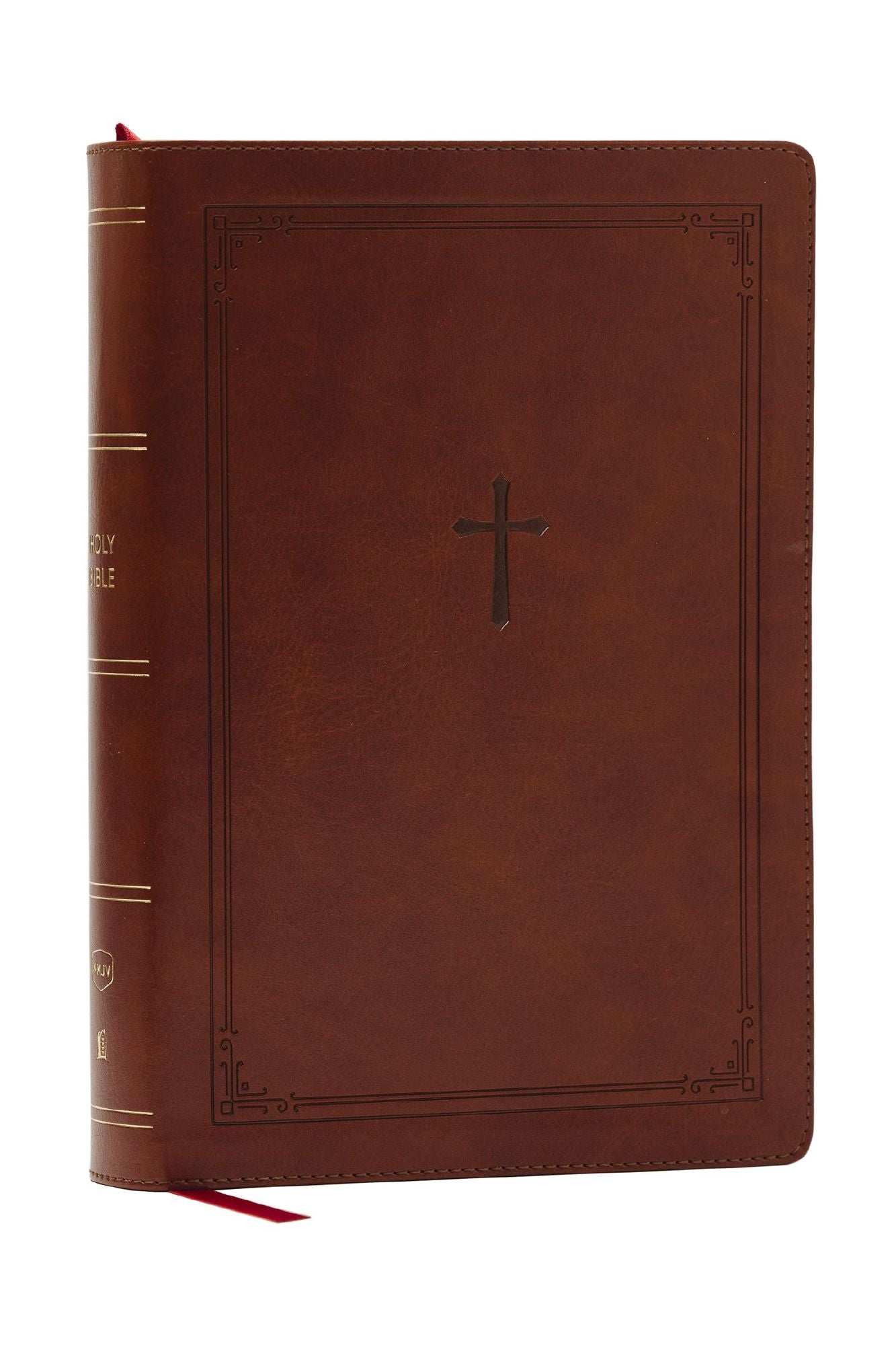 NKJV Giant Print End-of-Verse Reference Bible, Brown Leathersoft, Red Letter, Comfort Print: Holy Bible - Great for Father's Day