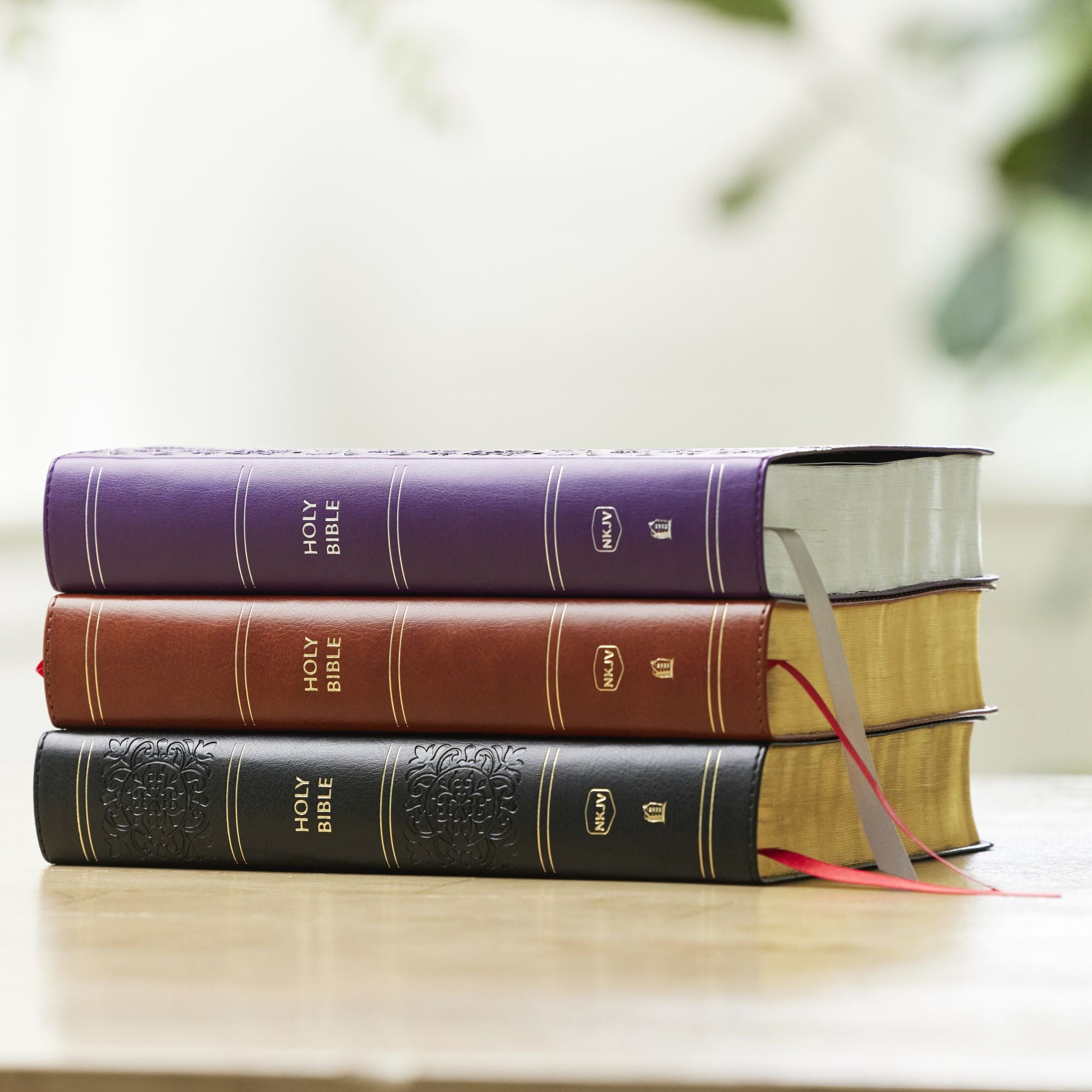NKJV Giant Print End-of-Verse Reference Bible, Purple Leathersoft, Red Letter, Comfort Print: Holy Bible