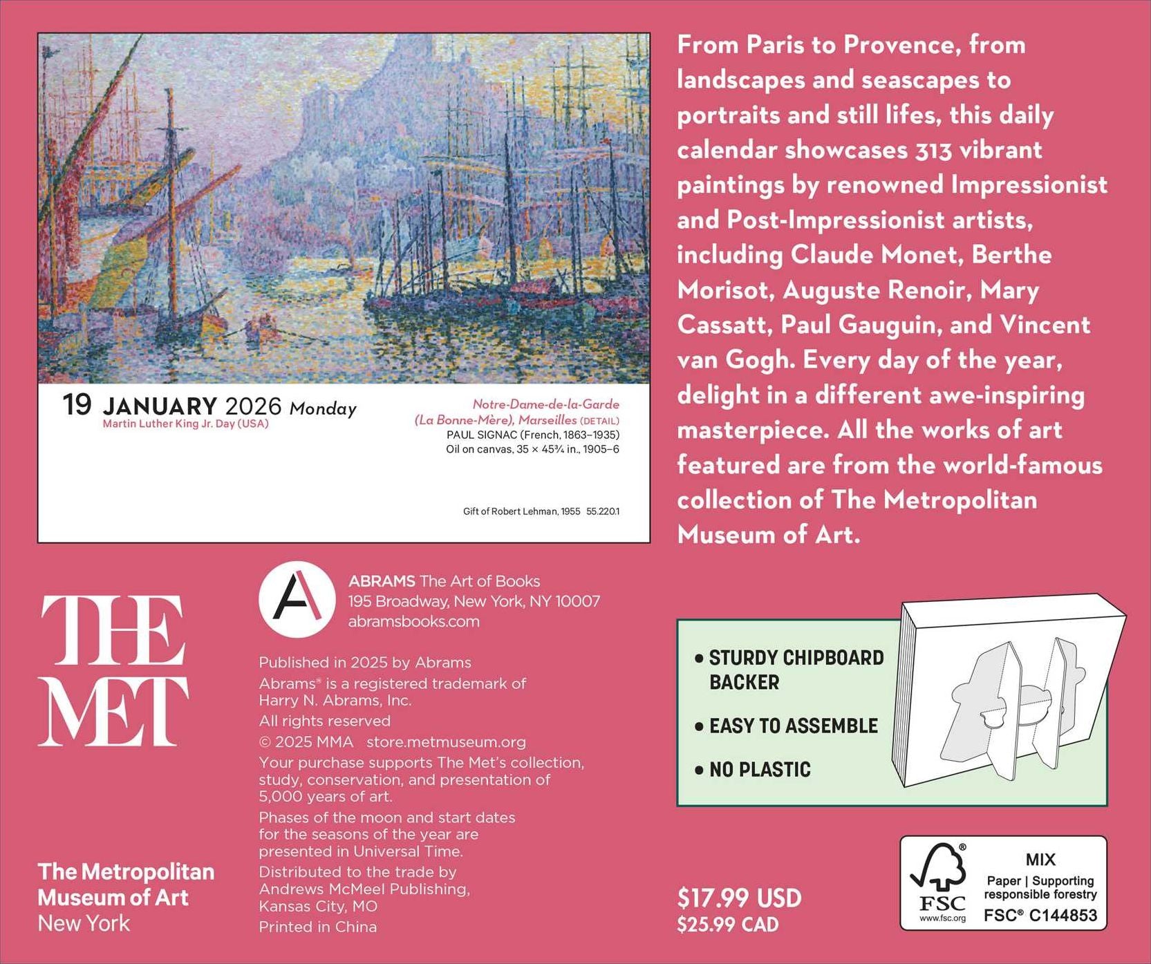 2026 Impressionism and Post-Impressionism Day-to-Day Calendar