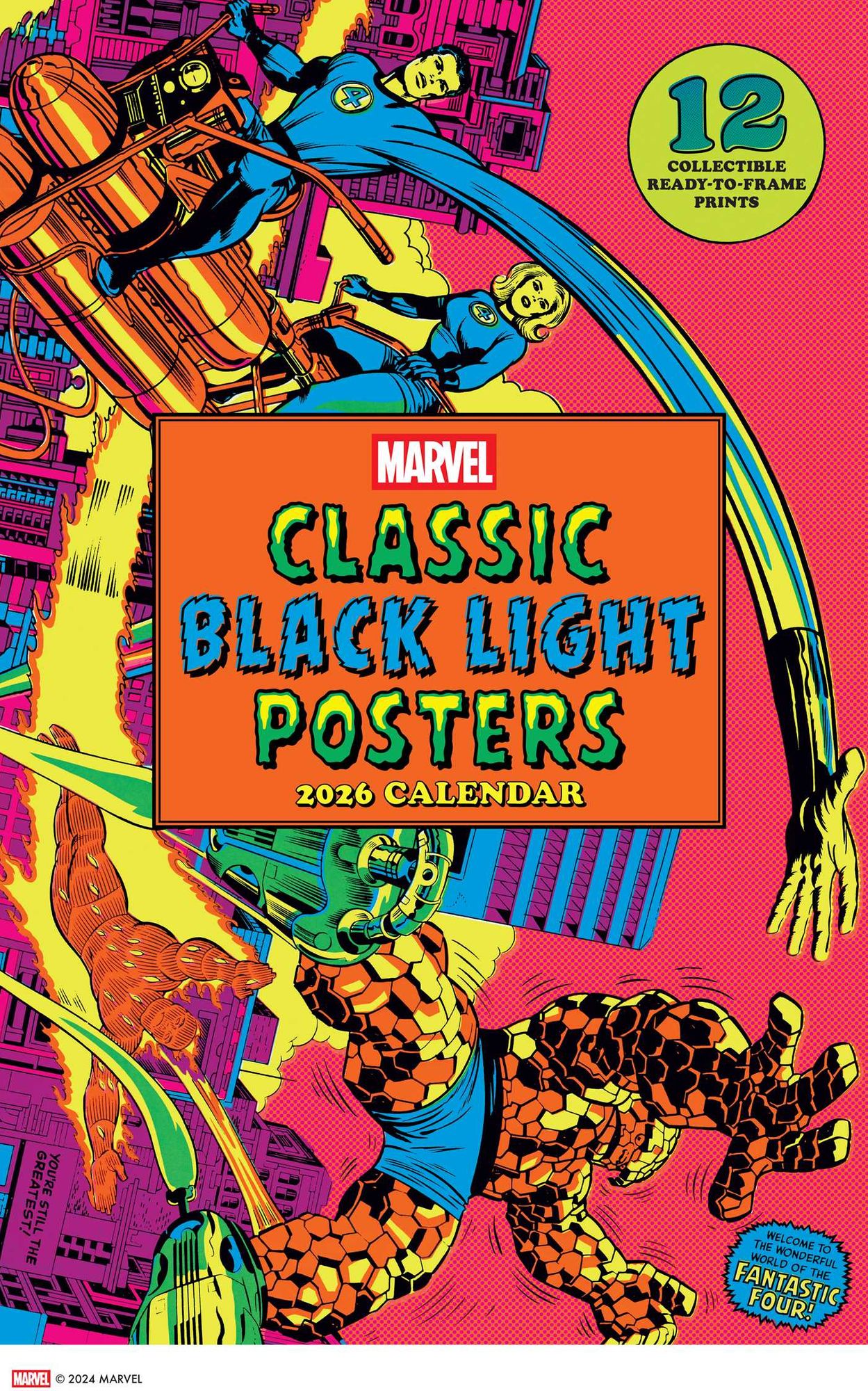 2026 Marvel Classic Black Light Poster Calendar with 12 Frameable Prints