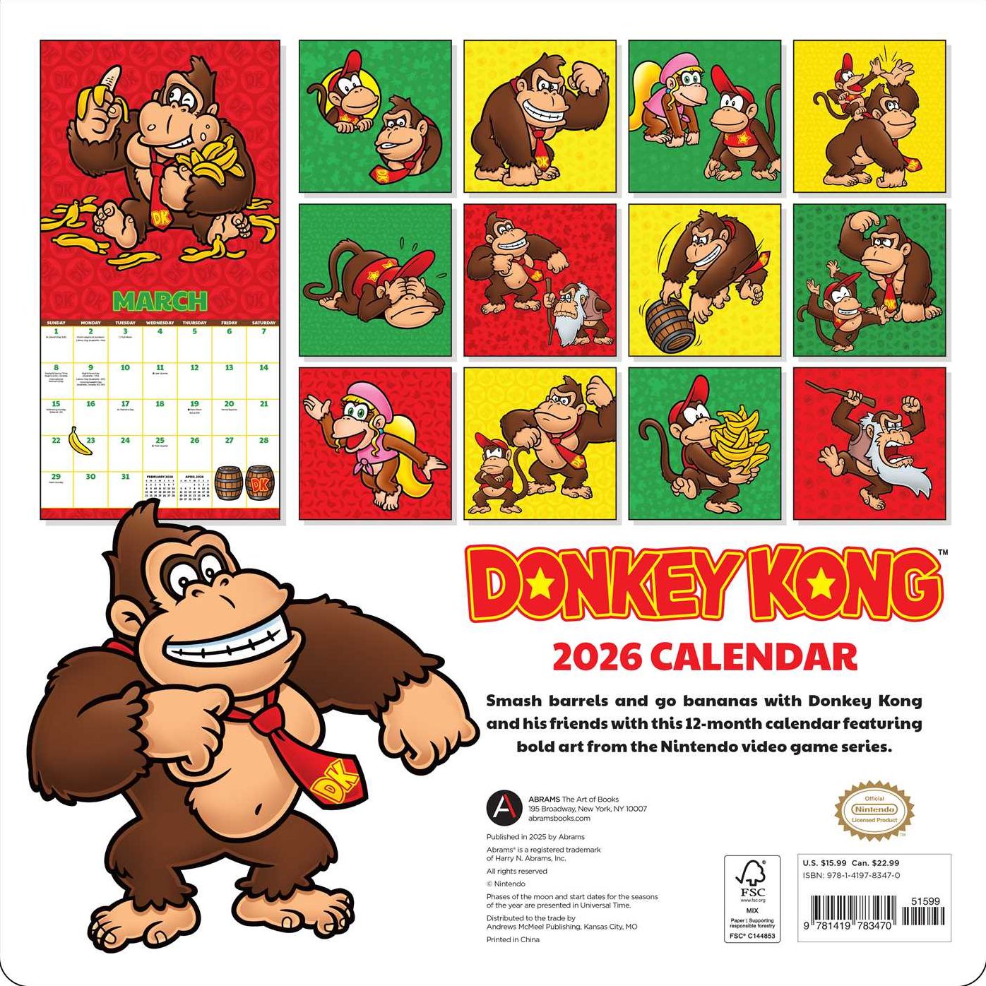 2026 Donkey Kong Wall Calendar