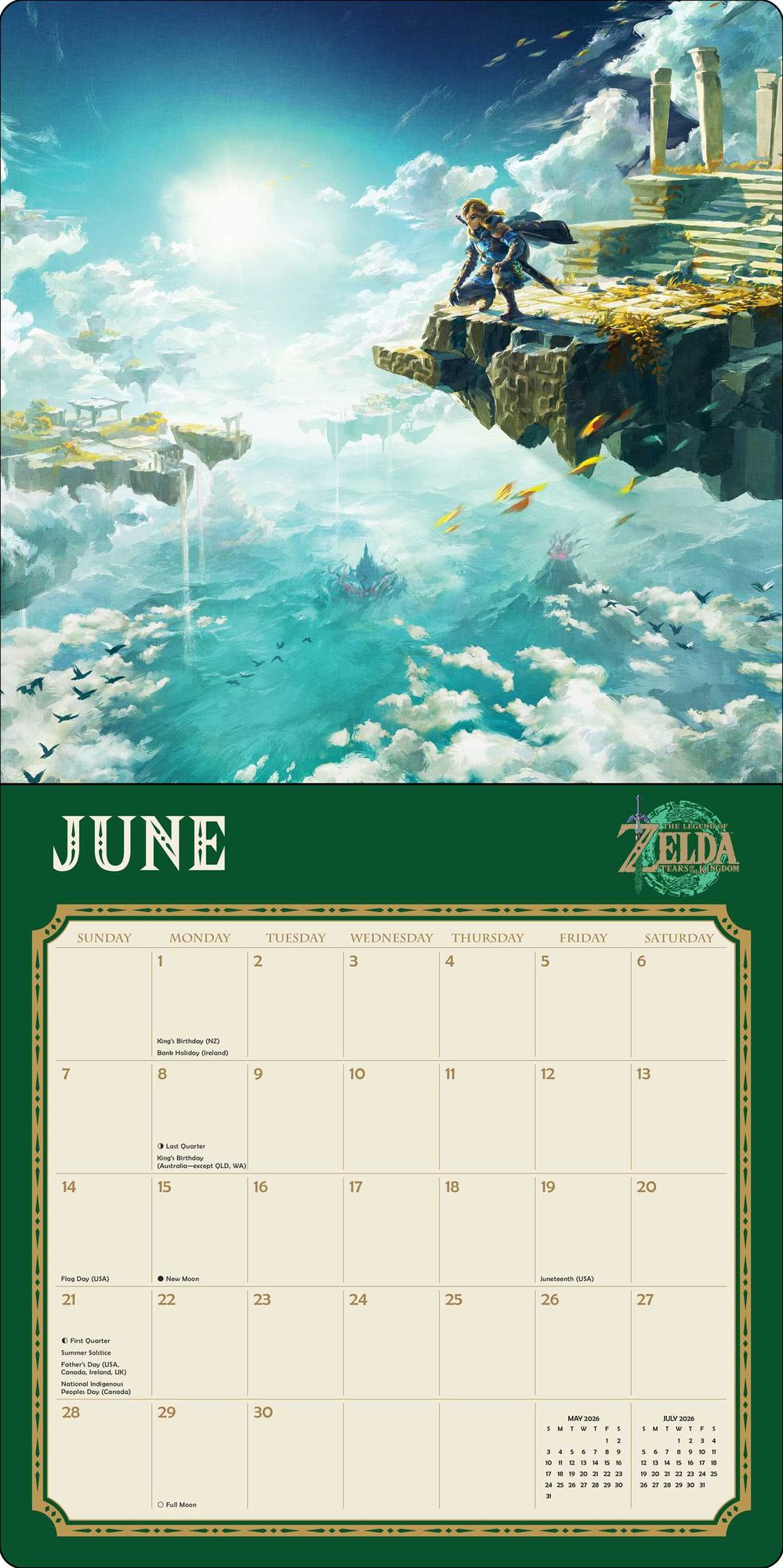 2026 Legend of Zelda Wall Calendar