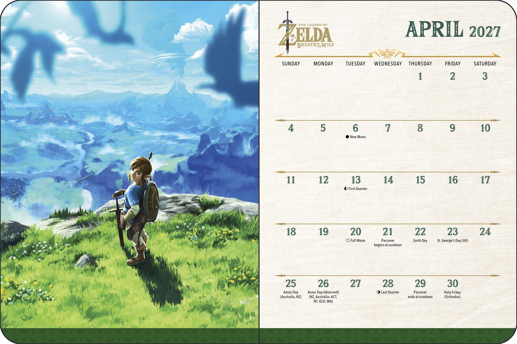 2026-2027 Legend of Zelda 16-Month Weekly/Monthlyy Planner