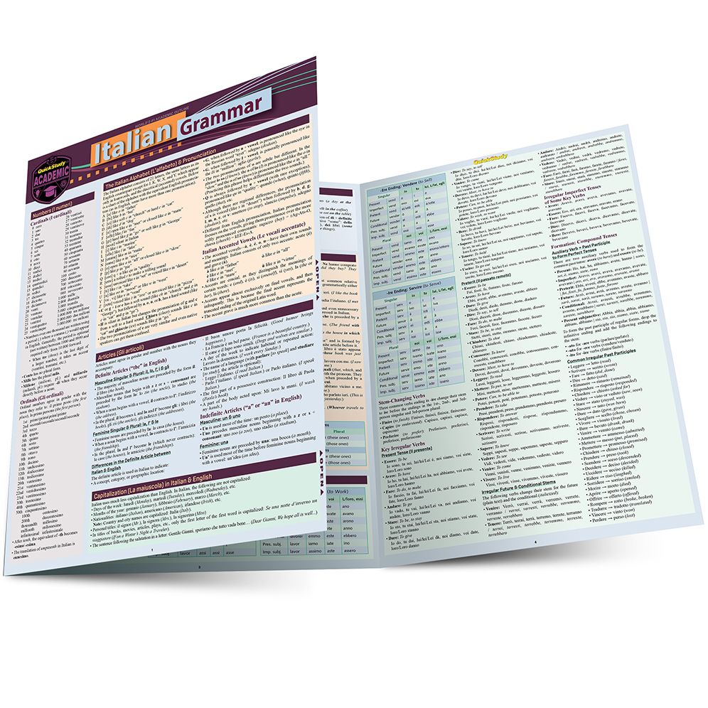 Italian Grammar: a QuickStudy Laminated Language Reference Guide